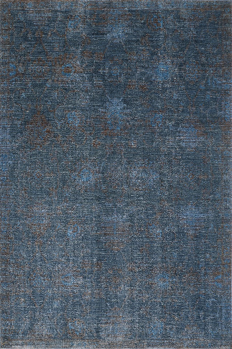 Woolknot Ametist R843QB Vintage Desenli Mavi Makine Halısı