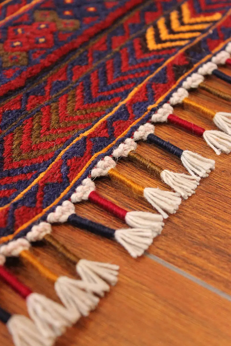 El Dokuma Afgan Berceste Bordo Yün Kilim